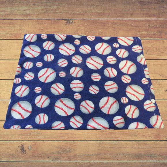 Heating Pad Cover, 12 x 15, Soft Blue Flannel With Baseballs, 3 Snap Closure - Picture 4 of 4
